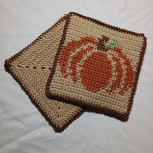 Crocheted Pumpkin Pot Holders